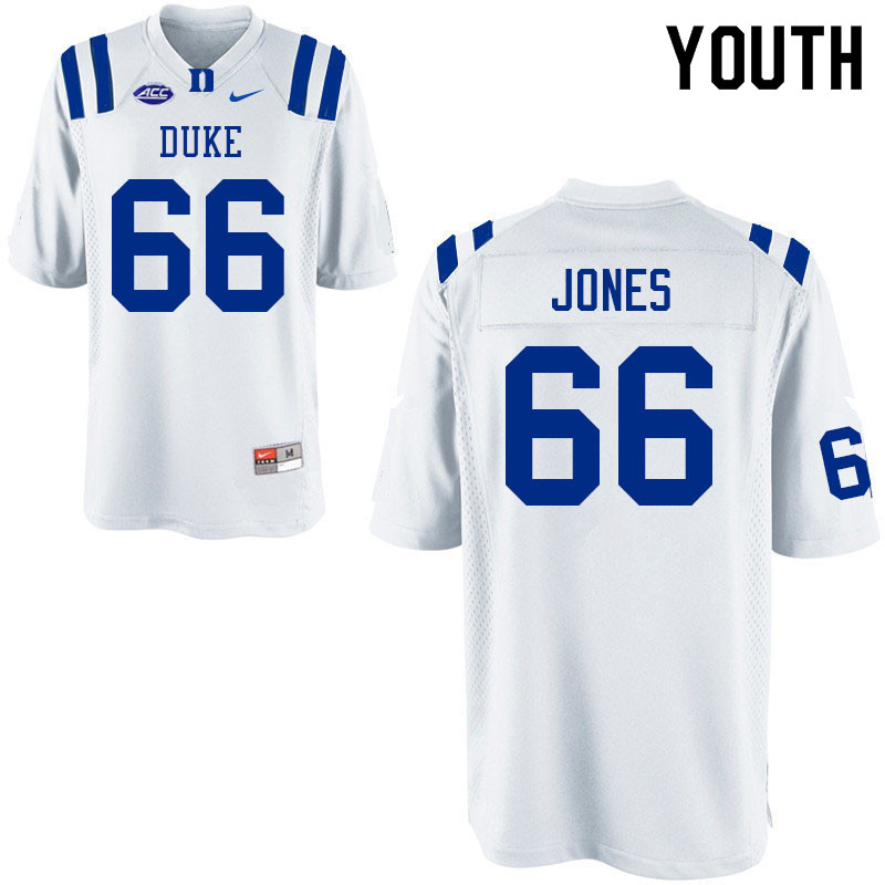 Youth #66 Andrew Jones Duke Blue Devils College Football Jerseys Sale-White
